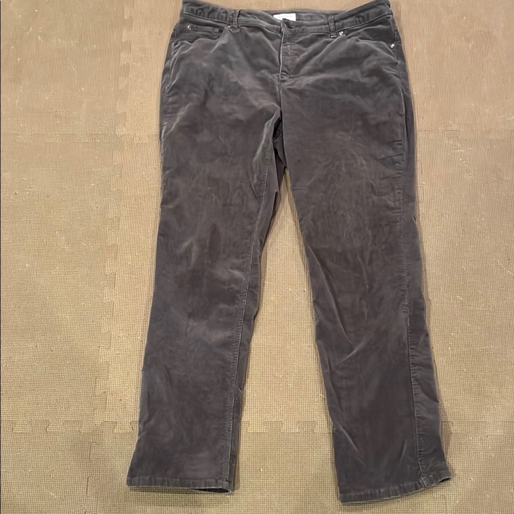Gray Corduroy Pants with Straight Leg and Relaxed Fit
